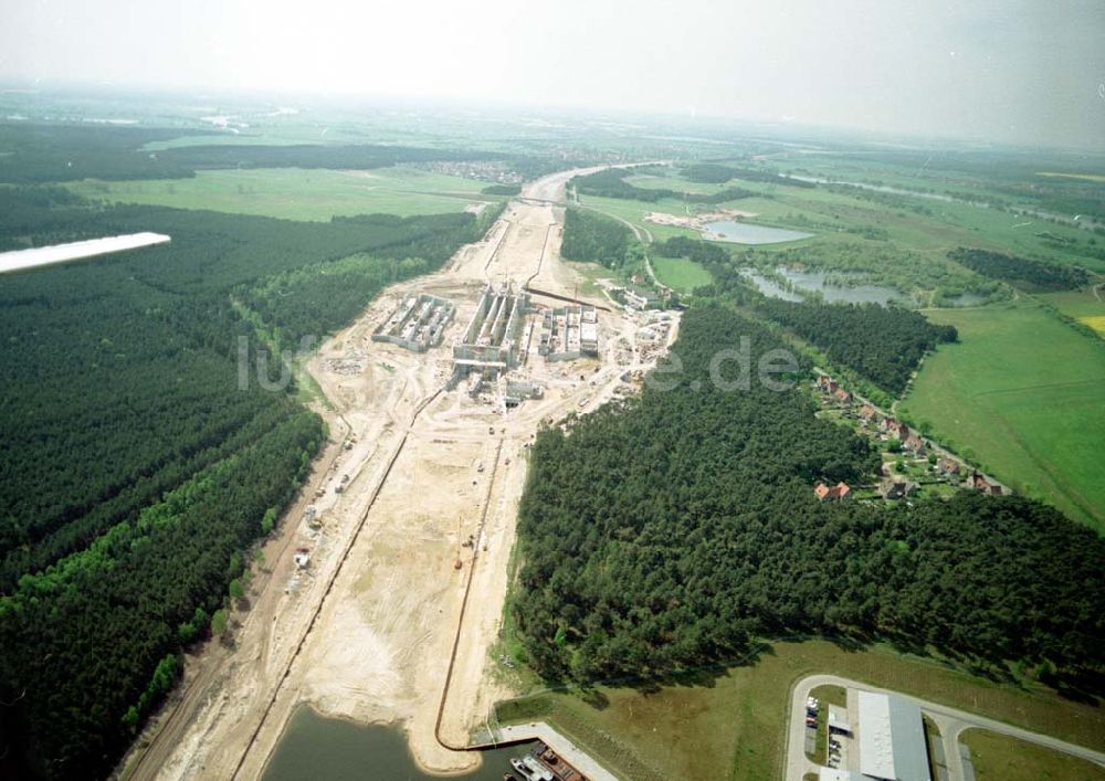 Luftbild Hohenwarthe - Bau der Doppelsparschleuse Hohenwarthe am Elbe-Havel-Kanal