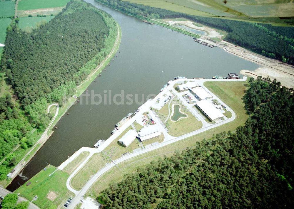 Luftaufnahme Hohenwarthe - Bau der Doppelsparschleuse Hohenwarthe am Elbe-Havel-Kanal