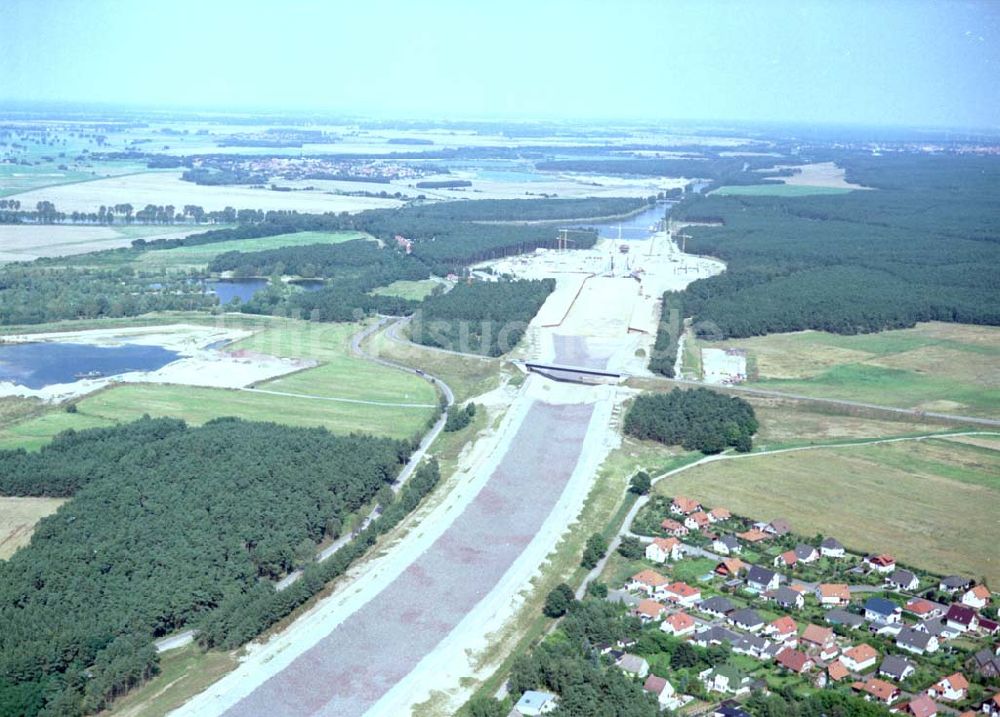 Luftaufnahme Hohenwarthe - Bau der Doppelsparschleuse Hohenwarthe am Elbe-Havel-Kanal