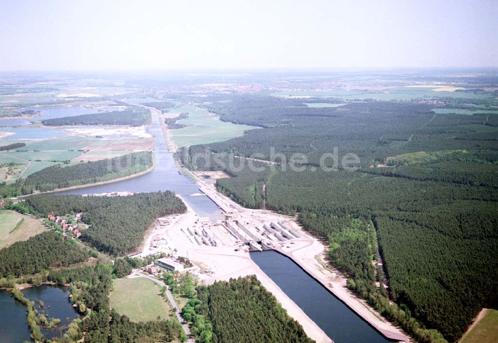 Hohenwarte / Sachsen - Anhalt aus der Vogelperspektive: Bau der Doppelsparschleuse Hohenwarthe am Elbe-Havel-Kanal bei Hohenwarthe in Sachsen-Anhalt.