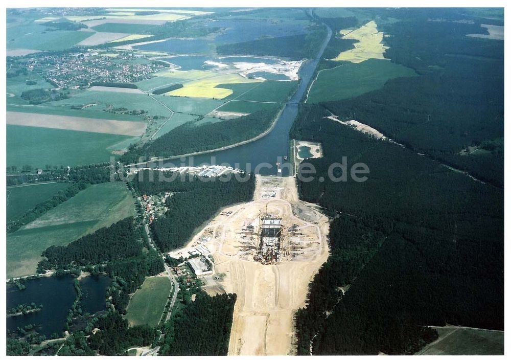 Luftbild Hohenwarthe - Bau der Doppelsparschleuse Hohenwarthe am Wasserstraßenkreuz Magdeburg.