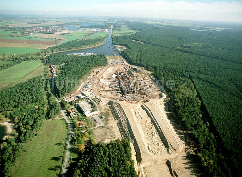 Hohenwarthe aus der Vogelperspektive: Bau der Doppelsparschleuse Hohenwarthe am Wasserstraßenkreuz Magdeburg.