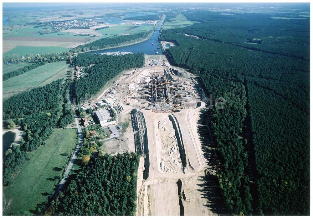 Luftbild Hohenwarthe - Bau der Doppelsparschleuse Hohenwarthe am Wasserstraßenkreuz Magdeburg.