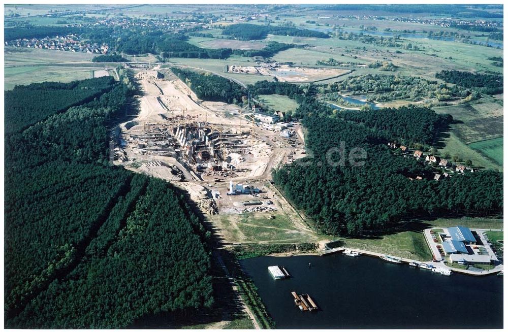 Luftbild Hohenwarthe - Bau der Doppelsparschleuse Hohenwarthe am Wasserstraßenkreuz Magdeburg.