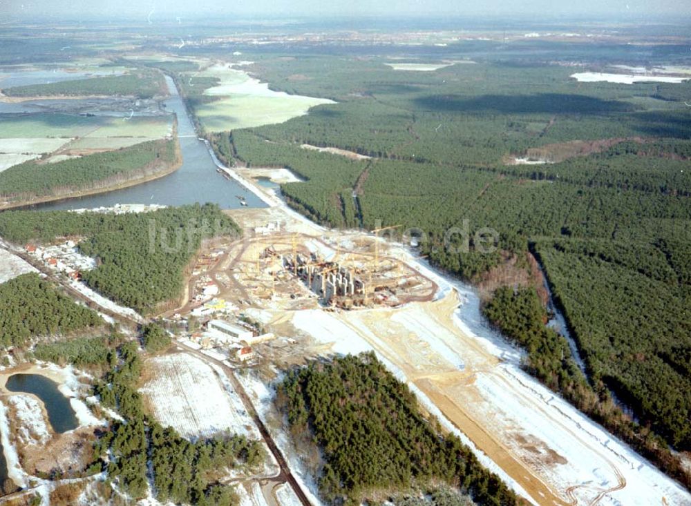 Hohenwarthe von oben - Bau der Doppelsparschleuse Hohenwarthe am Wasserstraßenkreuz Magdeburg.