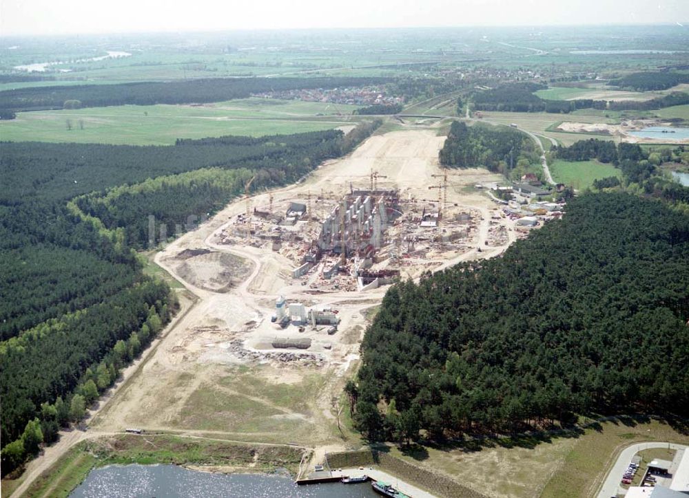 Luftaufnahme Hohenwarthe - Bau der Doppelsparschleuse Hohenwarthe am Wasserstraßenkreuz Magdeburg.