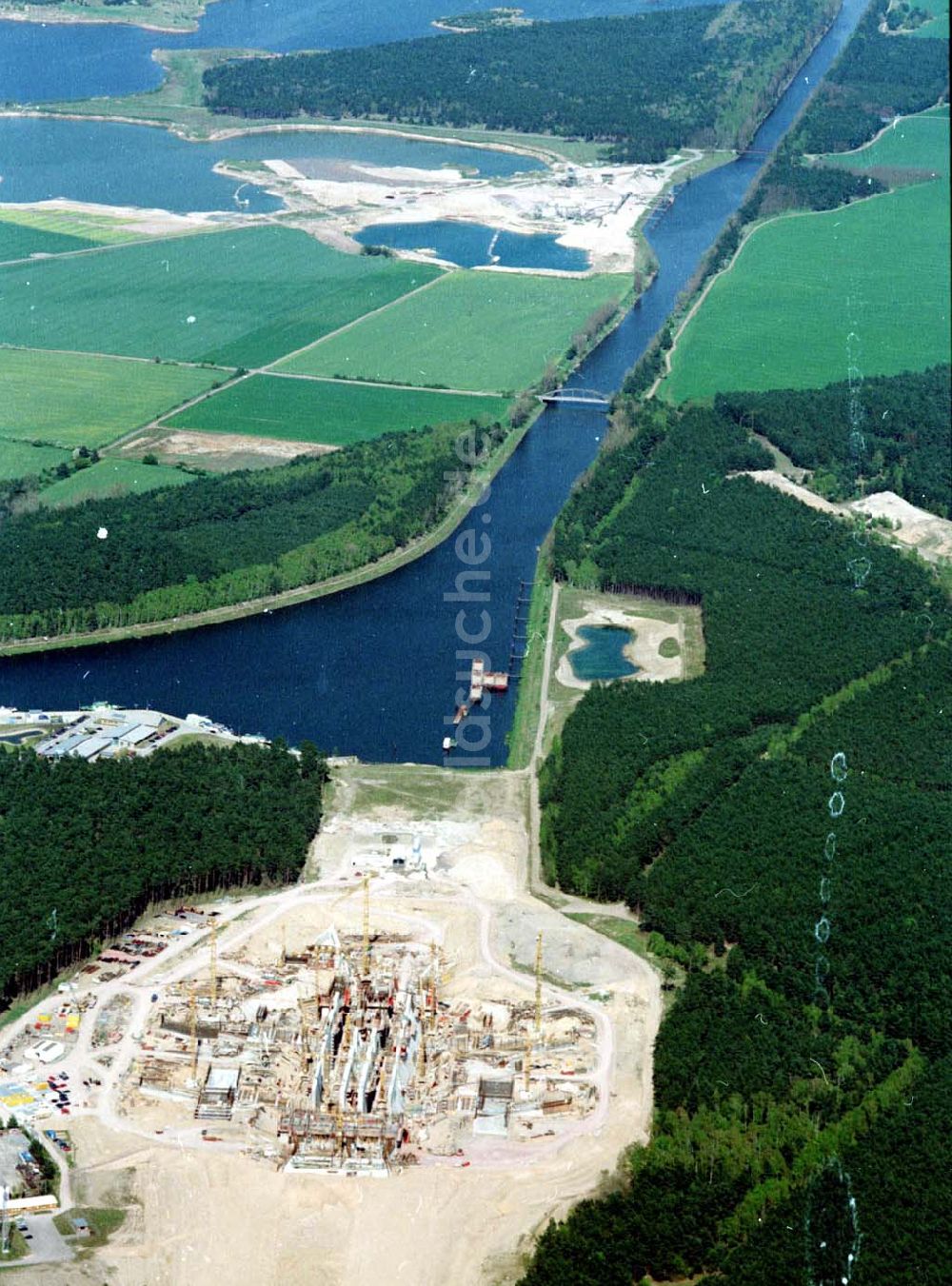 Luftbild Hohenwarthe - Bau der Doppelsparschleuse Hohenwarthe am Wasserstraßenkreuz Magdeburg.