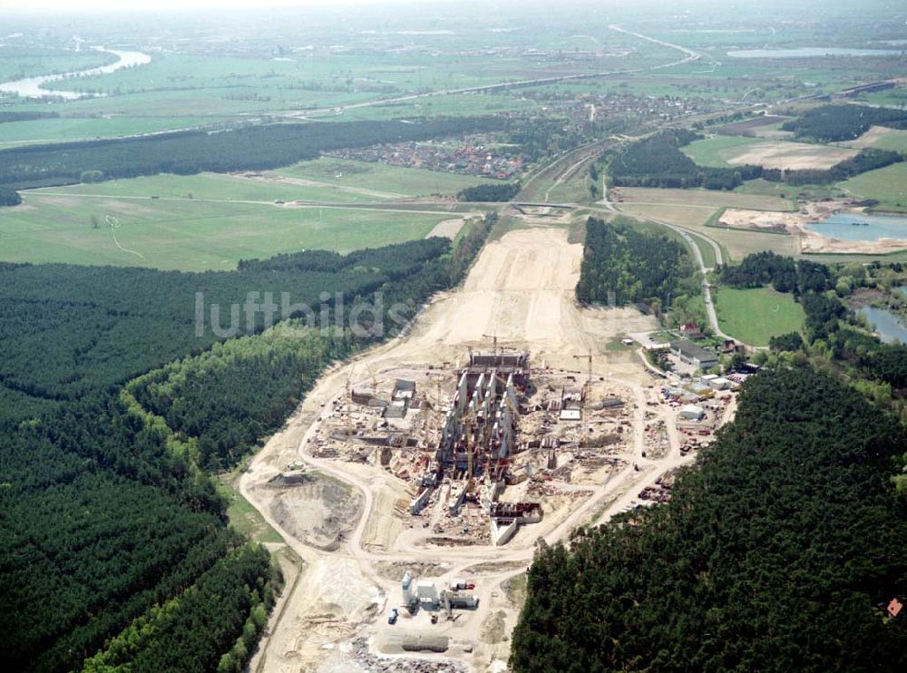 Hohenwarthe von oben - Bau der Doppelsparschleuse Hohenwarthe am Wasserstraßenkreuz Magdeburg.