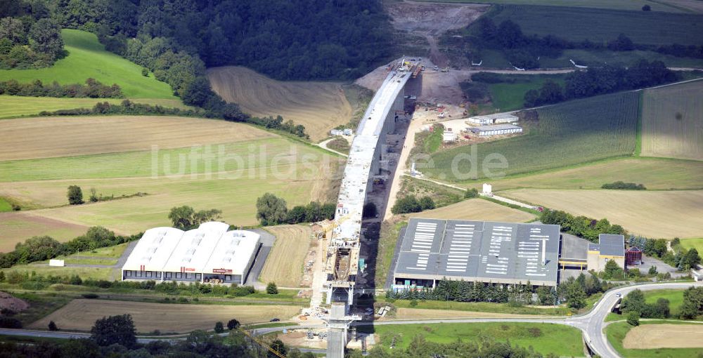 Niederfüllbach von oben - Bau der Eisenbahnüberführung (EÜ) Füllbach VDE 8 in Bayern