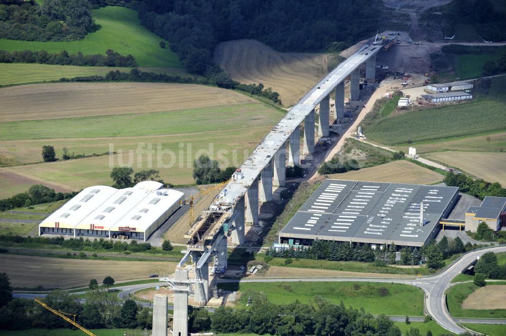 Niederfüllbach von oben - Bau der Eisenbahnüberführung (EÜ) Füllbach VDE 8 in Bayern