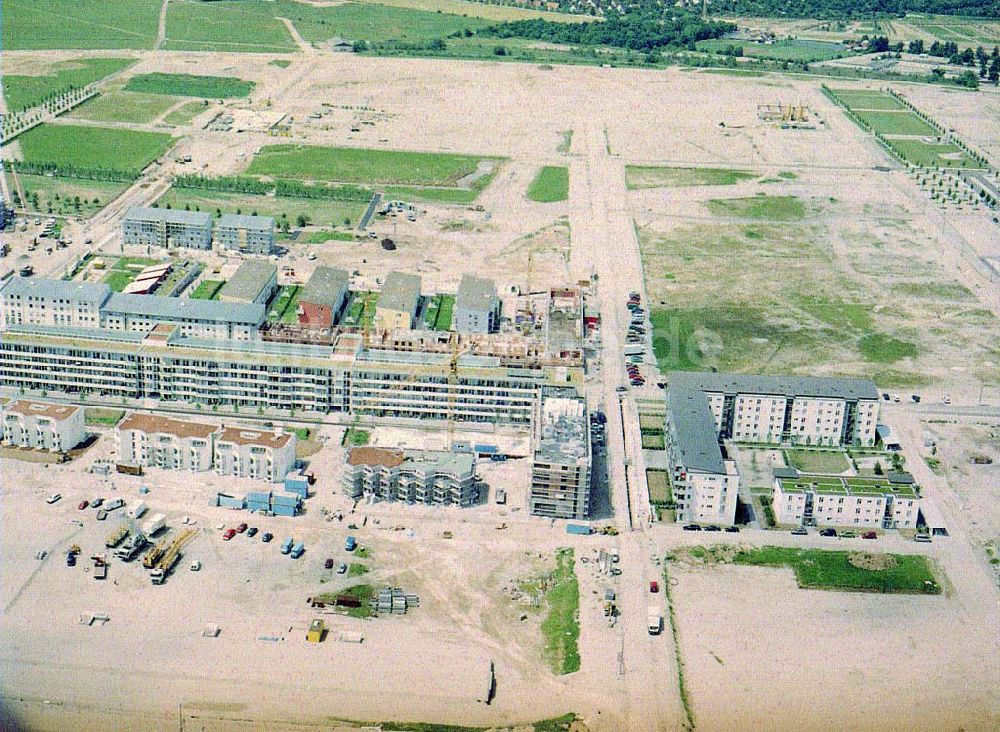 Luftbild München - Bau eines Galeriehauses am Messegelände in München - Riem.