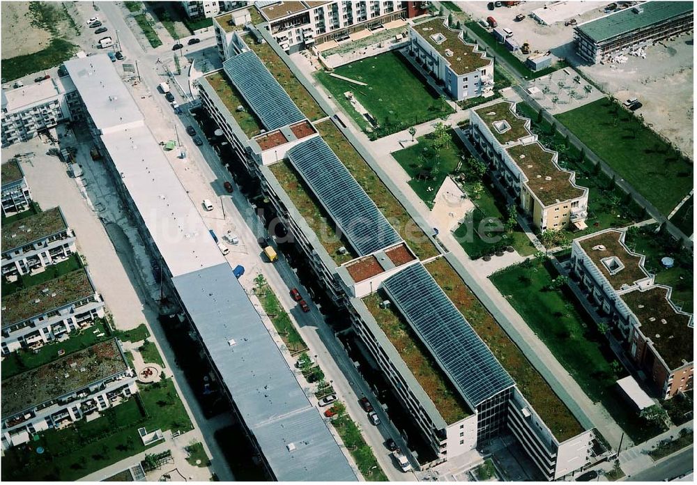 München von oben - Bau eines Galeriehauses am Messegelände in München - Riem.