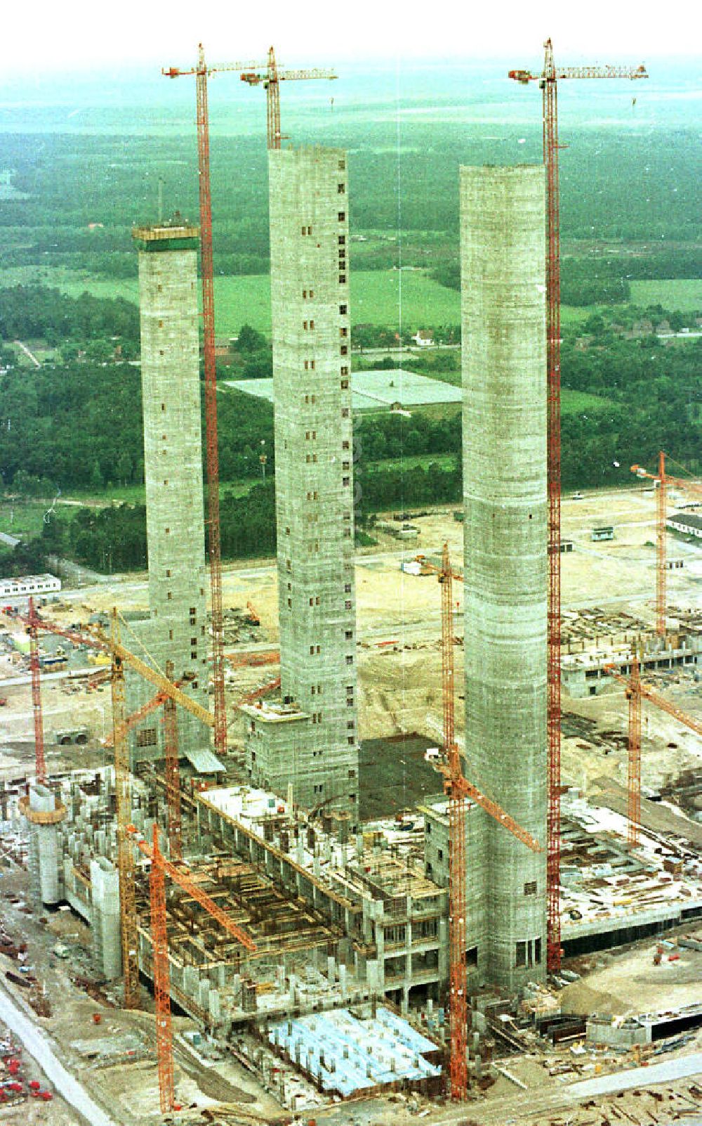 Schwarze Pumpe / BRB von oben - Bau der Gleitkerne des neuen Kraftwerkes Schwarze Pumpe / Brandenburg.