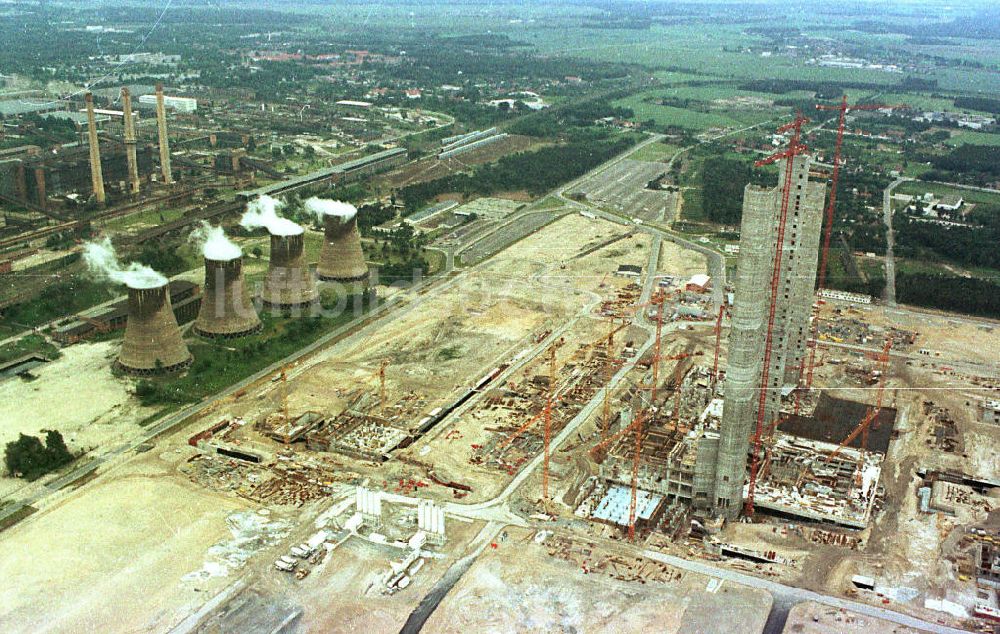 Luftbild Schwarze Pumpe / BRB - Bau der Gleitkerne des neuen Kraftwerkes Schwarze Pumpe / Brandenburg.