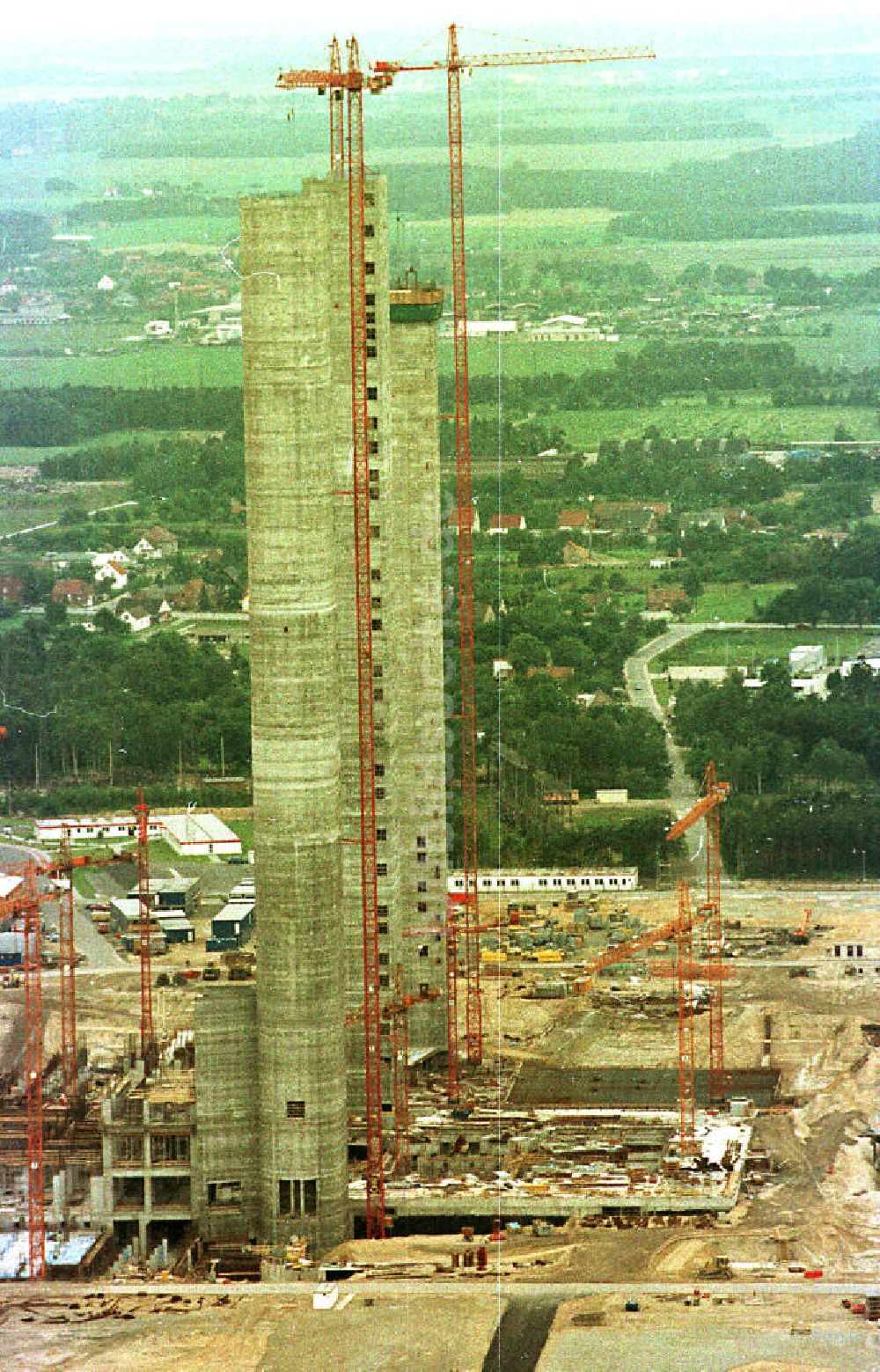 Schwarze Pumpe / BRB von oben - Bau der Gleitkerne des neuen Kraftwerkes Schwarze Pumpe / Brandenburg.