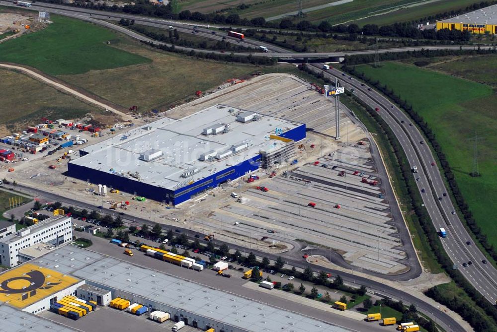 Augsburg von oben - Bau des IKEA Einrichtungshauses Augsburg