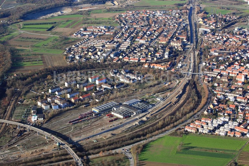 Luftbild Weil am Rhein - Bau- und Instandhaltungsarbeiten am Gleis- Verlauf im Streckennetz der Deutschen Bahn zum vierspurigen Ausbau der Alpentransversale in Weil am Rhein im Bundesland Baden-Württemberg, Deutschland