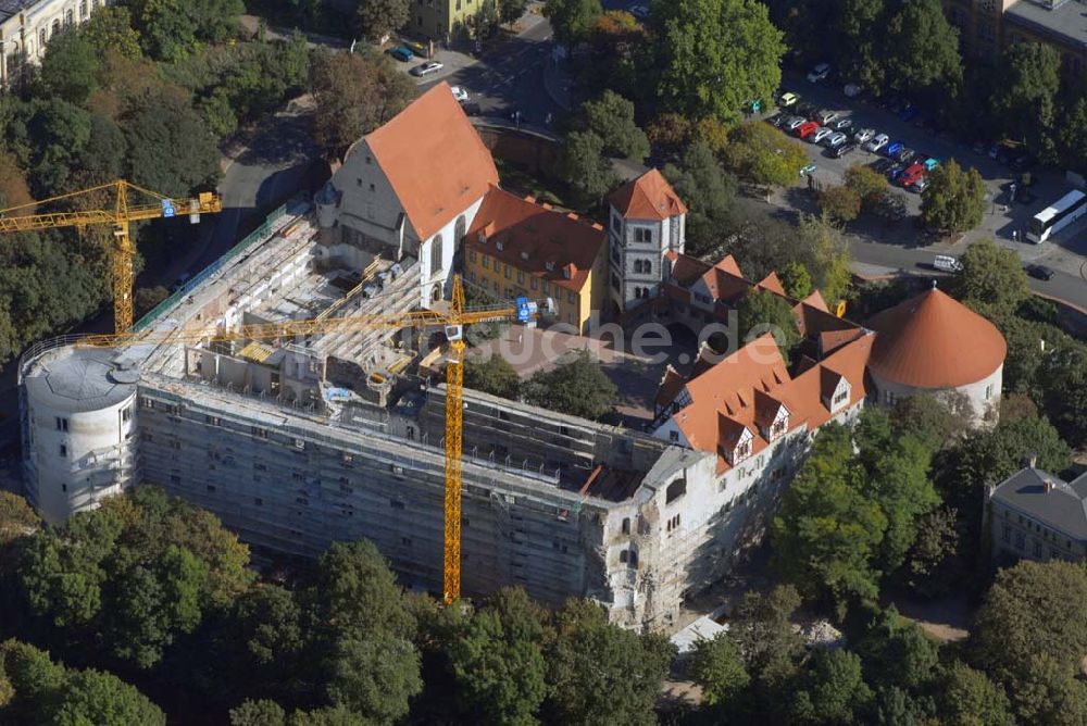 Halle von oben - Bau an der Moritzburg in Halle