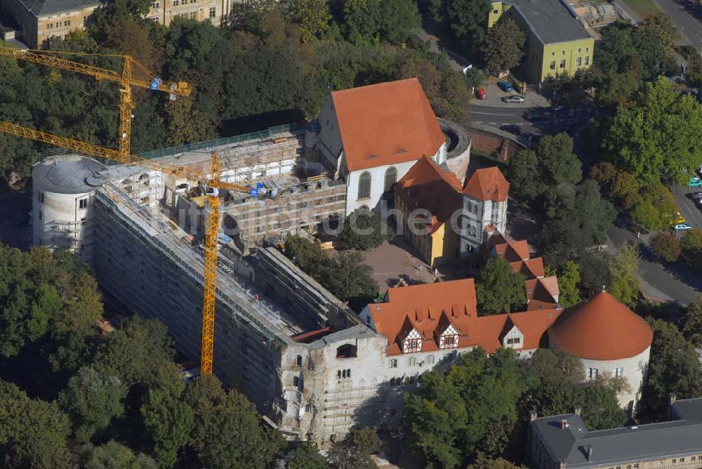 Luftbild Halle - Bau an der Moritzburg in Halle