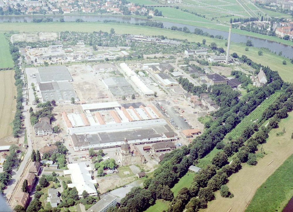 Dresden / Sachsen aus der Vogelperspektive: Bau der Neue Messe - ein Projekt der HVB-Immobilien AG auf dem Ostragehege (Gelände des Alten Schlachthofes) in Dresden