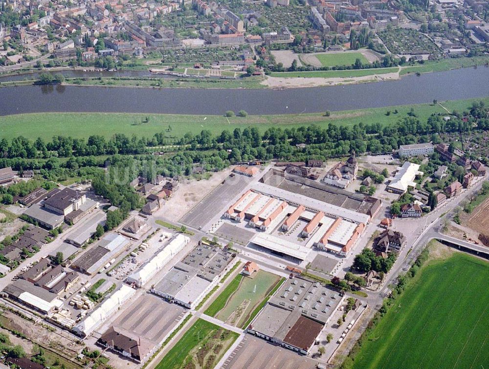 Dresden aus der Vogelperspektive: Bau der Neue Messe - ein Projekt der HVB-Immobilien AG auf dem Ostragehege (Gelände des Alten Schlachthofes) in Dresden