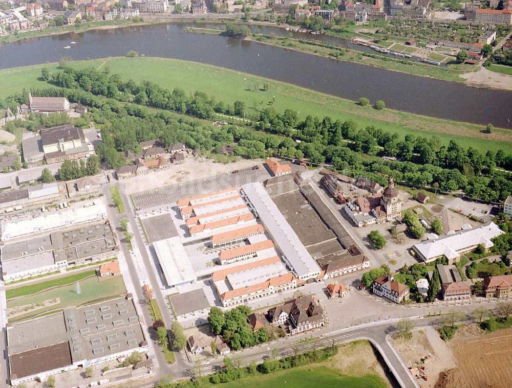 Dresden aus der Vogelperspektive: Bau der Neue Messe - ein Projekt der HVB-Immobilien AG auf dem Ostragehege (Gelände des Alten Schlachthofes) in Dresden