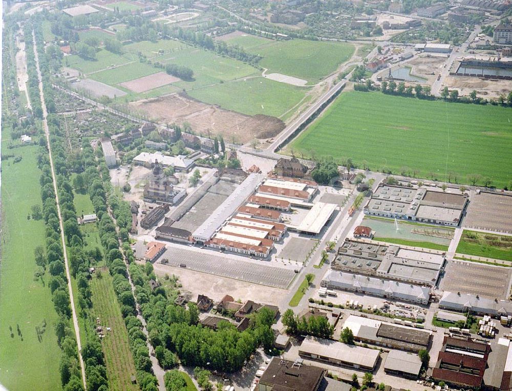 Luftbild Dresden - Bau der Neue Messe - ein Projekt der HVB-Immobilien AG auf dem Ostragehege (Gelände des Alten Schlachthofes) in Dresden