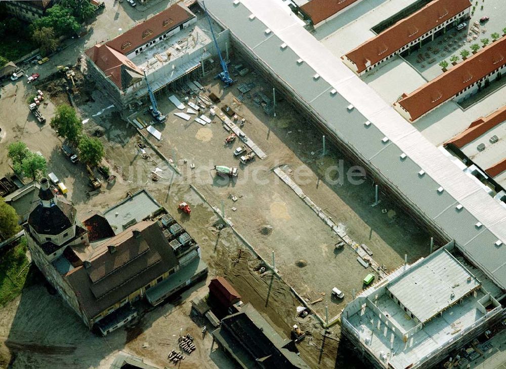 Luftaufnahme Dresden - Bau der Neue Messe - ein Projekt der HVB-Immobilien AG auf dem Ostragehege (Gelände des Alten Schlachthofes) in Dresden