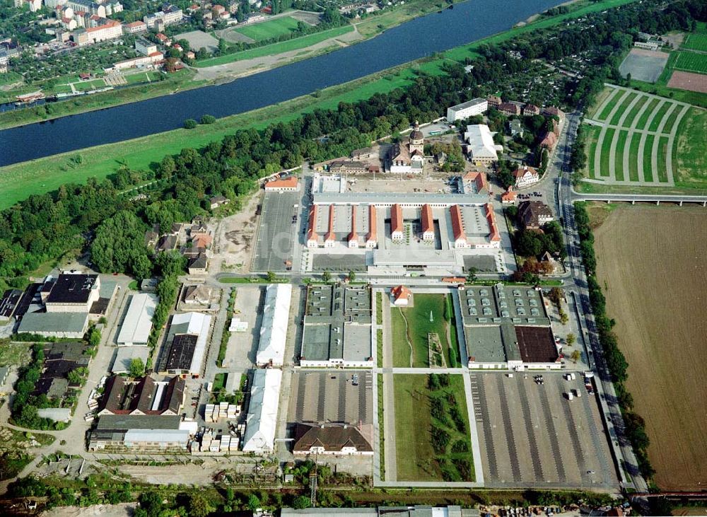 Luftaufnahme Dresden - Bau der Neue Messe - ein Projekt der HVB-Immobilien AG auf dem Ostragehege (Gelände des Alten Schlachthofes) in Dresden