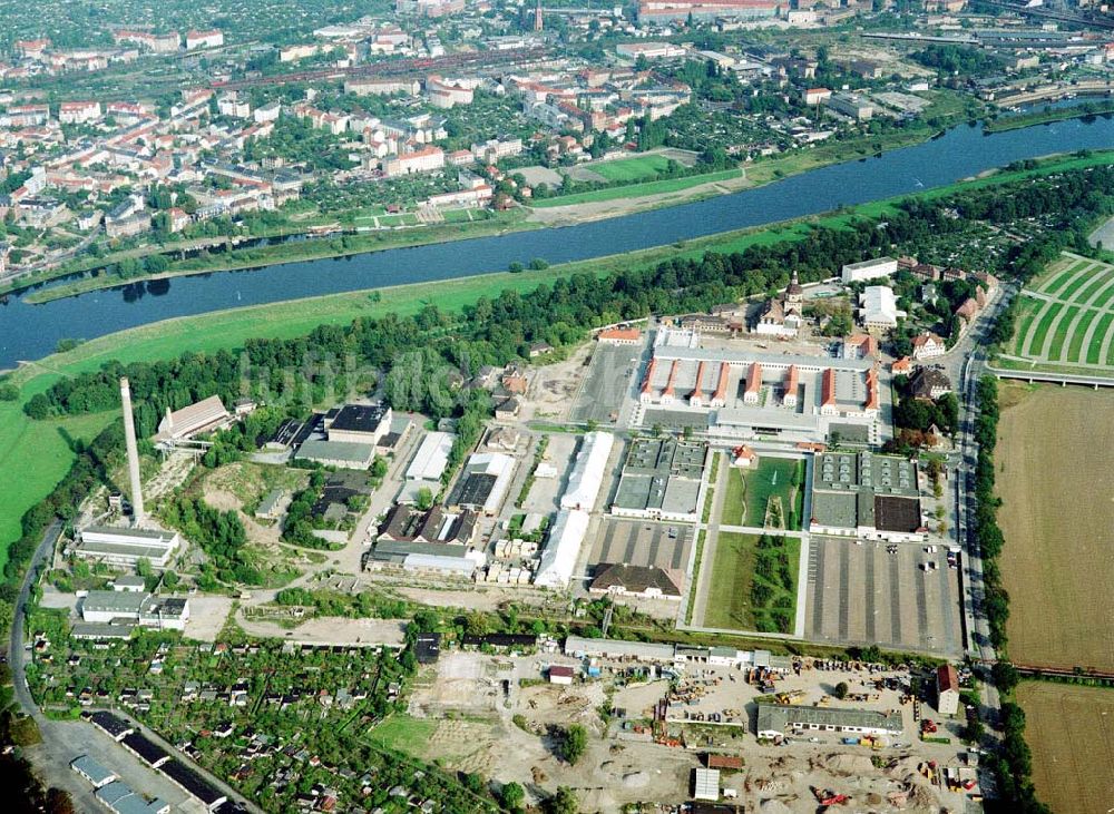 Luftbild Dresden - Bau der Neue Messe - ein Projekt der HVB-Immobilien AG auf dem Ostragehege (Gelände des Alten Schlachthofes) in Dresden