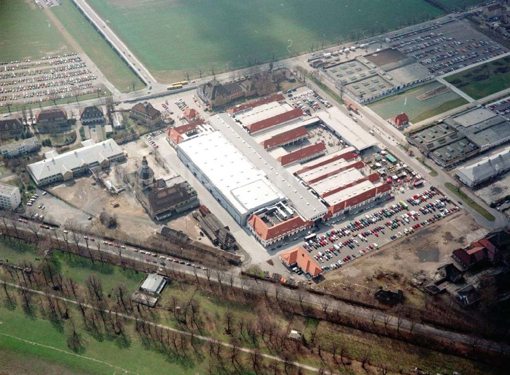 Luftaufnahme Dresden - Bau der Neue Messe - ein Projekt der HVB-Immobilien AG auf dem Ostragehege (Gelände des Alten Schlachthofes) in Dresden