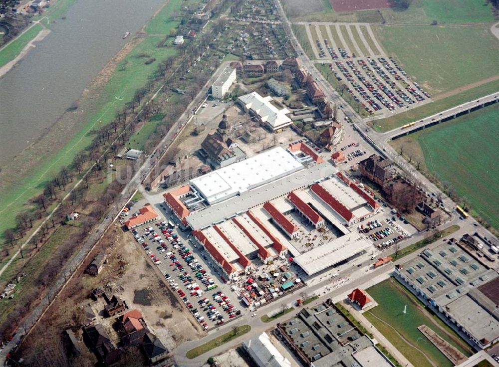 Luftbild Dresden - Bau der Neue Messe - ein Projekt der HVB-Immobilien AG auf dem Ostragehege (Gelände des Alten Schlachthofes) in Dresden