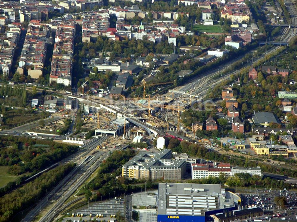 Berlin von oben - Bau des neuen Autobahnkreuzes Schöneberg