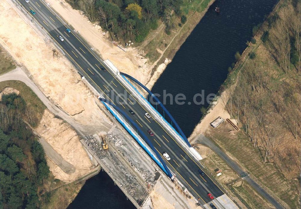 Luftbild Potsdam-Drewitz - Bau der neuen Teltowkanalbrücken auf der Autobahn zum Kreuz Michendorf.