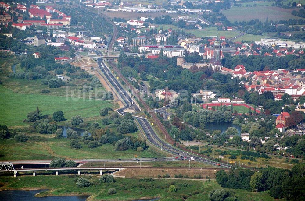 Wittenberg (Sachsen-Anhalt) aus der Vogelperspektive: Bau der Ortsumgehungsstraße - Wittenberg (Sachsen-Anhalt)