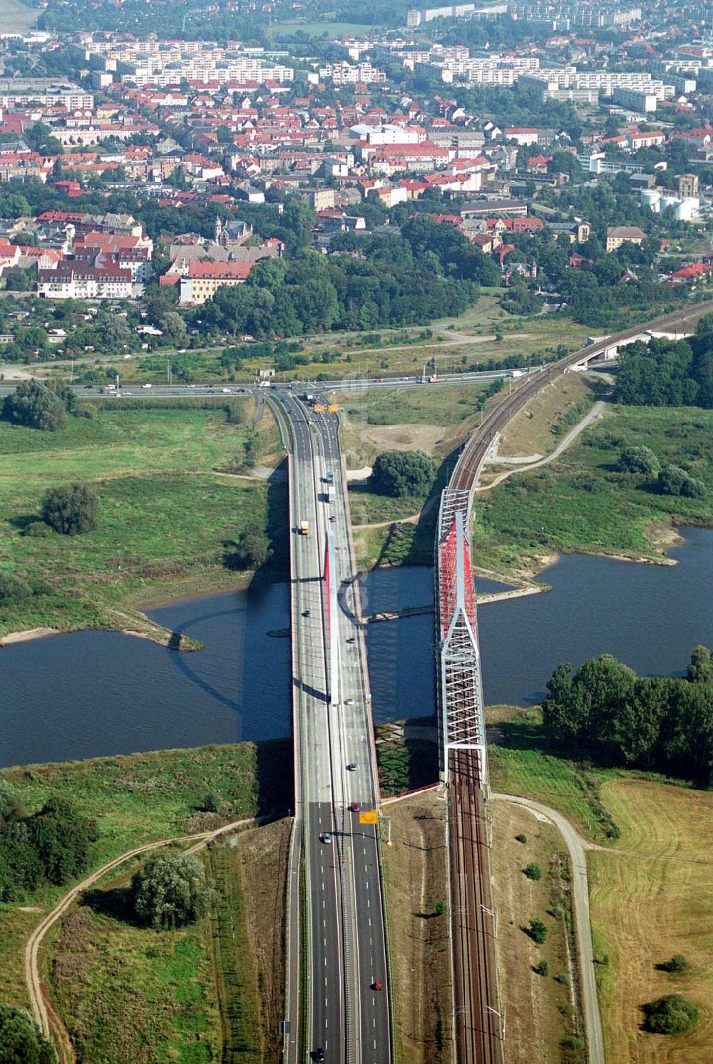 Wittenberg (Sachsen-Anhalt) aus der Vogelperspektive: Bau der Ortsumgehungsstraße - Wittenberg (Sachsen-Anhalt)