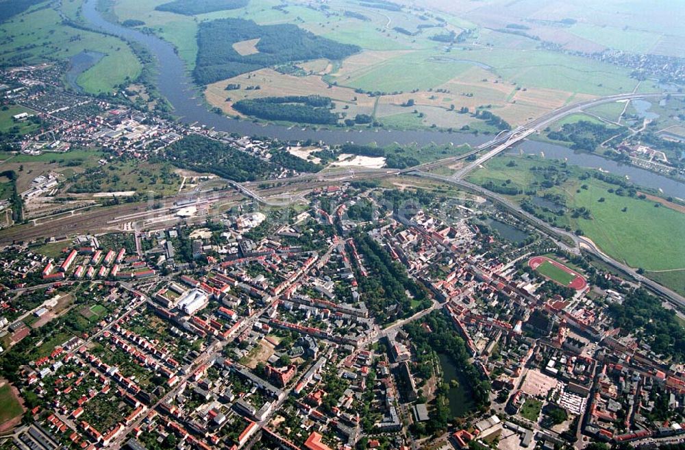 Wittenberg (Sachsen-Anhalt) aus der Vogelperspektive: Bau der Ortsumgehungsstraße - Wittenberg (Sachsen-Anhalt)