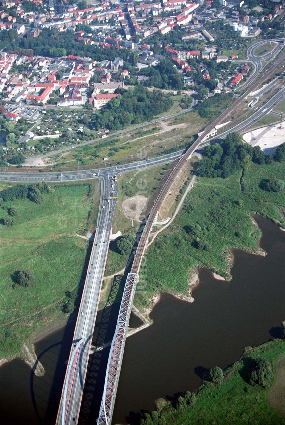 Wittenberg (Sachsen-Anhalt) aus der Vogelperspektive: Bau der Ortsumgehungsstraße - Wittenberg (Sachsen-Anhalt)