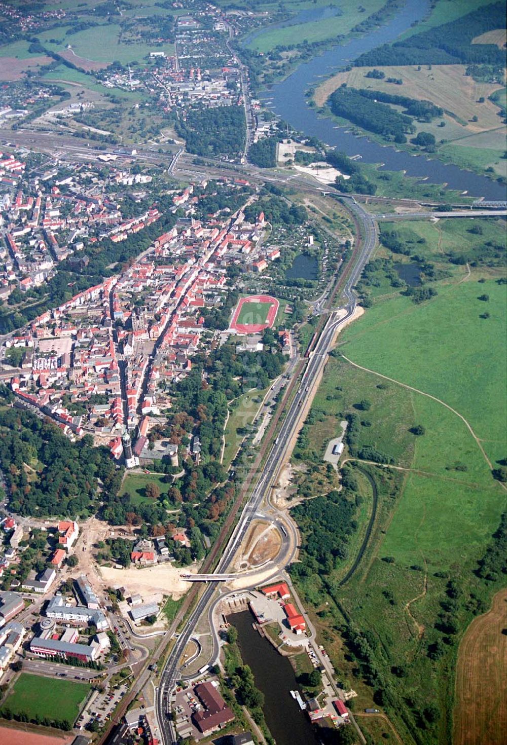 Luftaufnahme Wittenberg (Sachsen-Anhalt) - Bau der Ortsumgehungsstraße - Wittenberg (Sachsen-Anhalt)