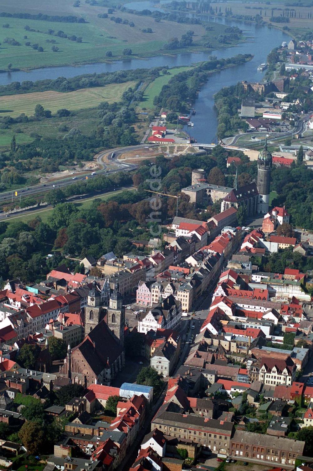 Wittenberg (Sachsen-Anhalt) aus der Vogelperspektive: Bau der Ortsumgehungsstraße - Wittenberg (Sachsen-Anhalt)