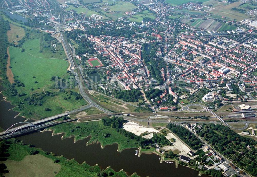 Wittenberg (Sachsen-Anhalt) aus der Vogelperspektive: Bau der Ortsumgehungsstraße - Wittenberg (Sachsen-Anhalt)