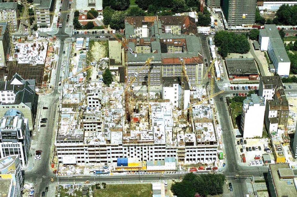 Luftbild Berlin - Bau des Quartier Schützenstraße Berlin-Mitte 12 Geschäftshäuser mit Büros, Wohnungen und Garagen