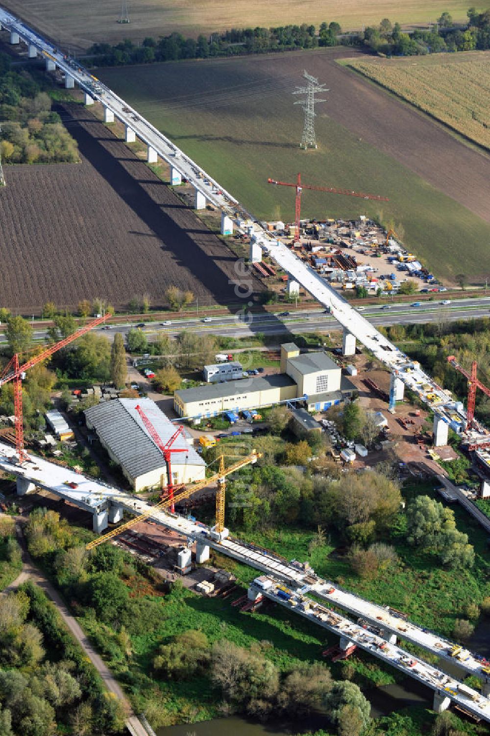 Luftbild Rattmannsdorf - Bau der Saale-Elster-Talbrücke