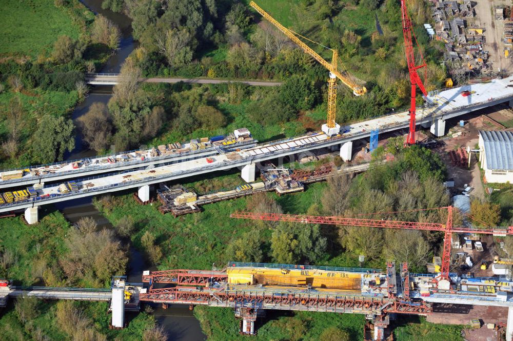 Rattmannsdorf aus der Vogelperspektive: Bau der Saale-Elster-Talbrücke