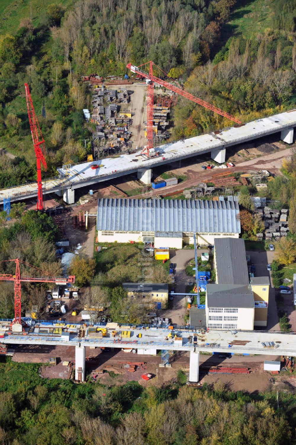 Luftbild Rattmannsdorf - Bau der Saale-Elster-Talbrücke