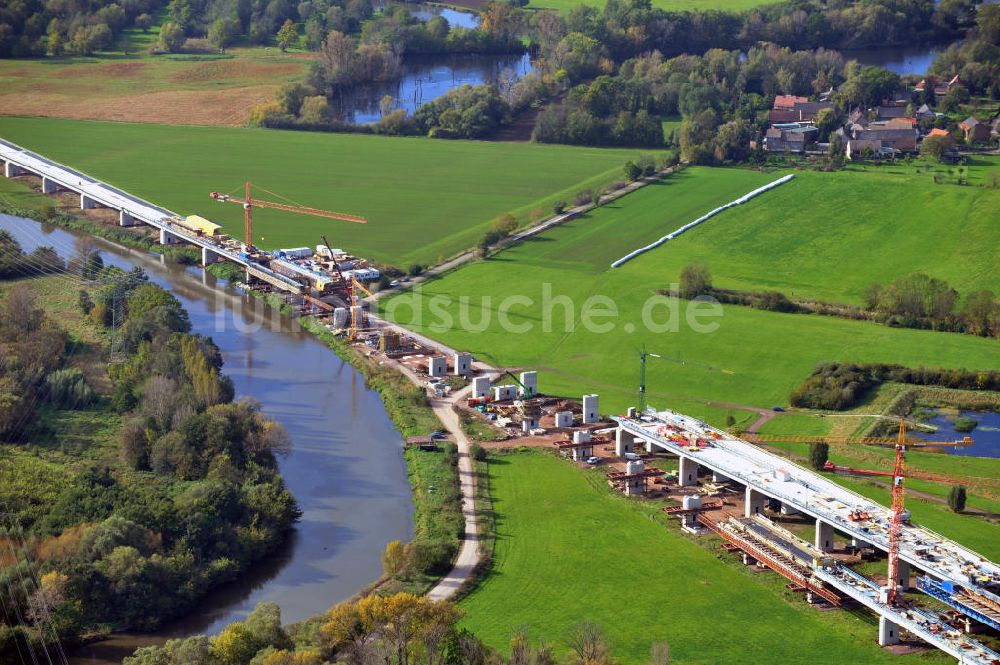 Rattmannsdorf von oben - Bau der Saale-Elster-Talbrücke