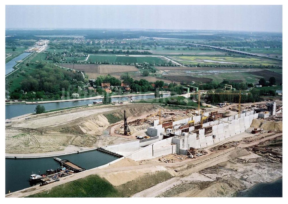 Rothensee aus der Vogelperspektive: Bau der Schleuse Rothensee am Schiffshebewerk Rothensee am Wasserstraßenkreuz Magdeburg.