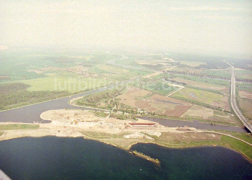 Rothensee aus der Vogelperspektive: Bau der Schleuse Rothensee am Schiffshebewerk Rothensee am Wasserstraßenkreuz Magdeburg.