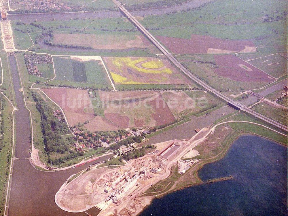 Rothensee aus der Vogelperspektive: Bau der Schleuse Rothensee am Schiffshebewerk Rothensee am Wasserstraßenkreuz Magdeburg.