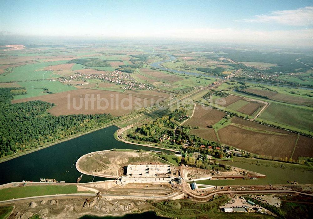 Rothensee aus der Vogelperspektive: Bau der Schleuse Rothensee am Schiffshebewerk Rothensee am Wasserstraßenkreuz Magdeburg.